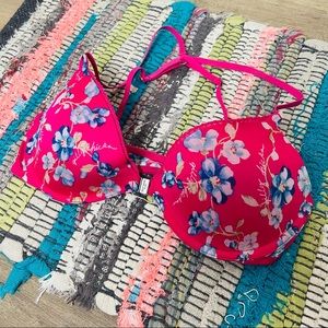 EUC Gilly Hicks Pink Floral Kate Push Up Bra 34C